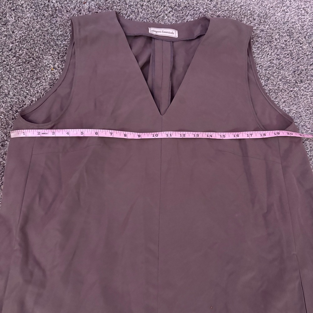 Elegant Essentials Sleeveless V Neck Tunic Dress A Line Taupe Women's - Picture 6 of 7